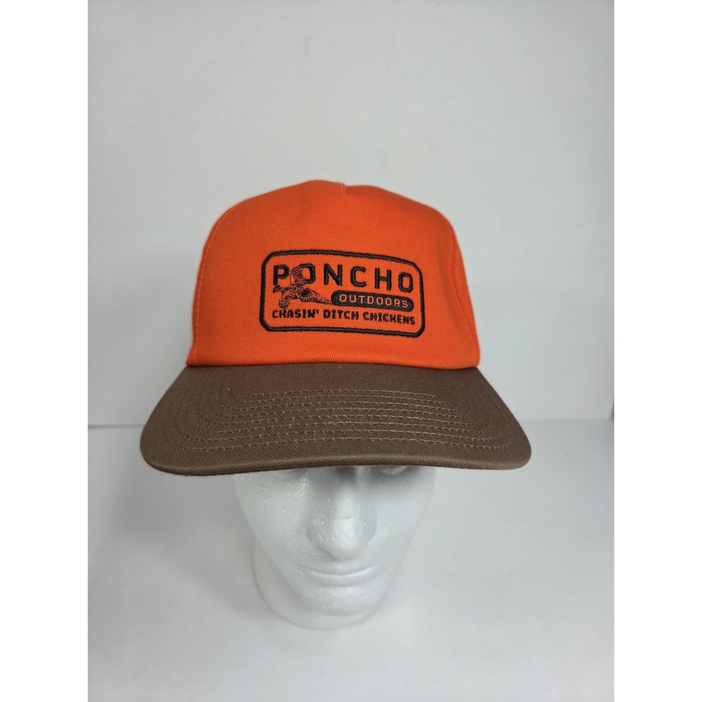 Poncho Outdoors Pheasant Hat OSFA Embroidered Snapback Cap Orange Brown